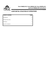 Document preview: Instructions for PBGC Form 4062(E)-01, 4062(E)-02, 4062(E)-03, 4062(E)-04