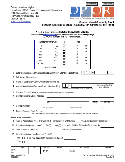 Form A492-0550ANRPT  Printable Pdf