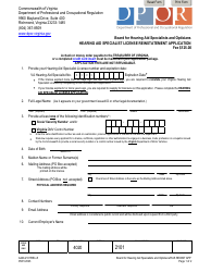 Form A440-2101REI Hearing Aid Specialist License Reinstatement Application - Virginia