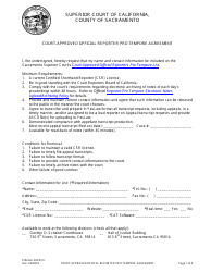 Court-Approved Official Reporter Pro Tempore Agreement - County of Sacramento, California