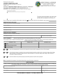 Document preview: Form BOE-263-B Lessees' Exemption Claim - Santa Cruz County, California