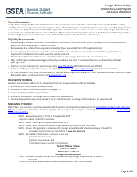 Document preview: Georgia Military College Scholarship (Loan) Program Application - Georgia (United States), 2024