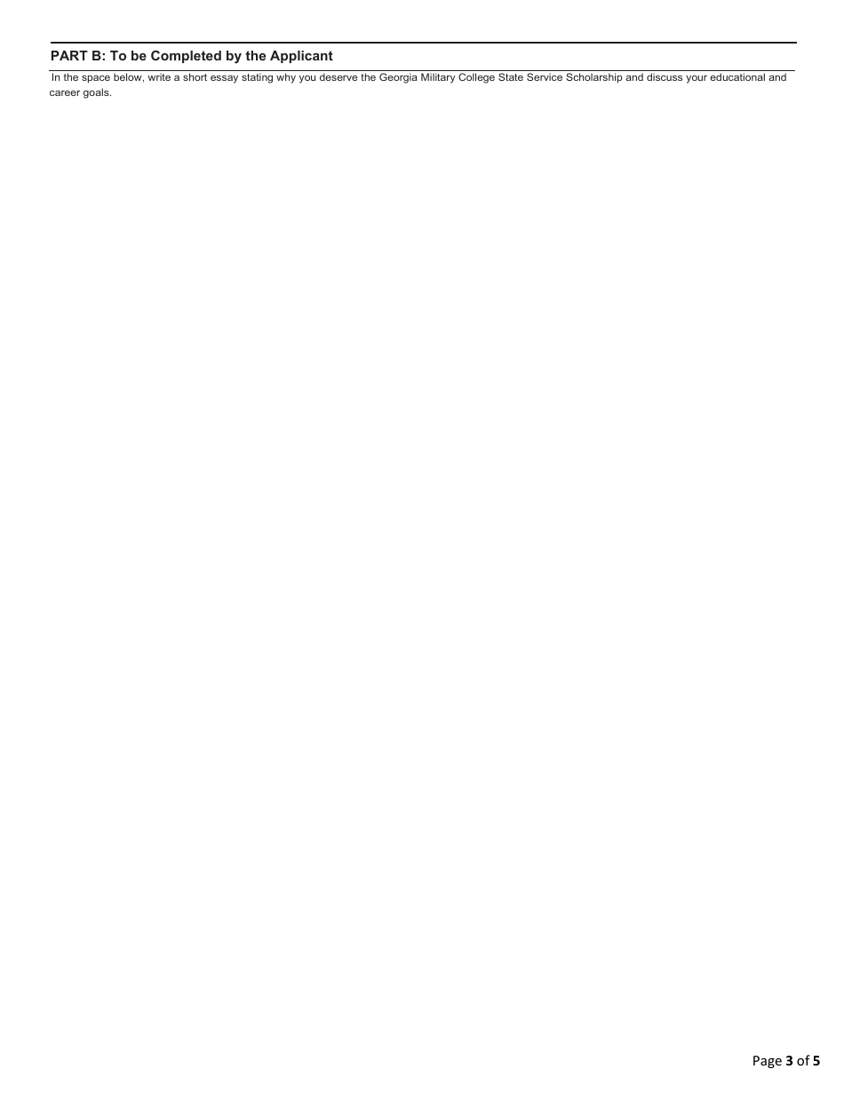 Georgia Military College Scholarship (Loan) Program Application - Georgia (United States), Page 3