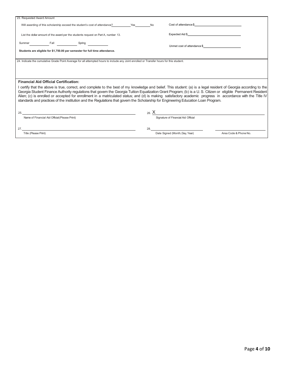 Scholarship for Engineering Education Loan Program (See) Application - Georgia (United States), Page 4
