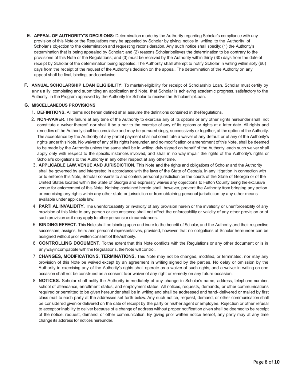 Scholarship for Engineering Education Loan Program (See) Application - Georgia (United States), Page 8