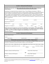 Formulario WH-120S Declaracion De Satisfaccion Del Pago De Reclamos Salariales - Texas (Spanish), Page 2