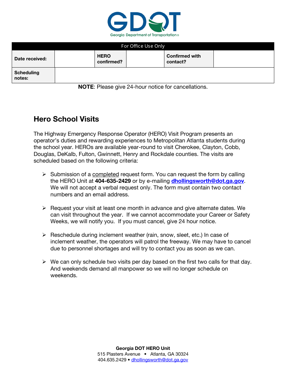 Hero School Visit Request Form - Georgia (United States), Page 2