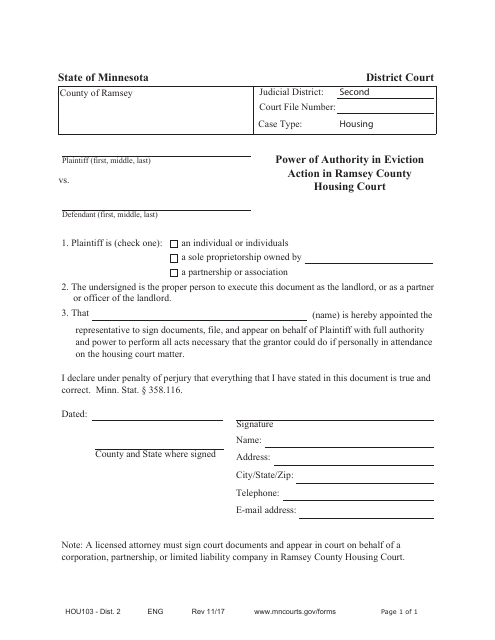 Form HOU103 - DIST. 2  Printable Pdf