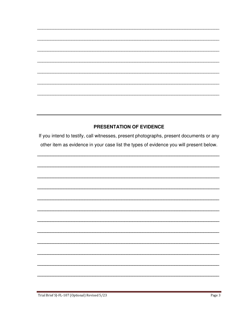 Form SJ-FL-107 Trial Brief - County of San Joaquin, California, Page 3
