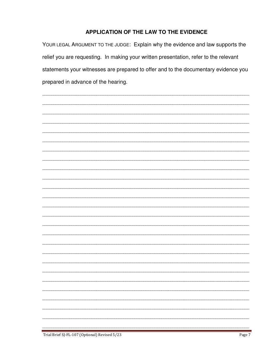 Form SJ-FL-107 Trial Brief - County of San Joaquin, California, Page 7