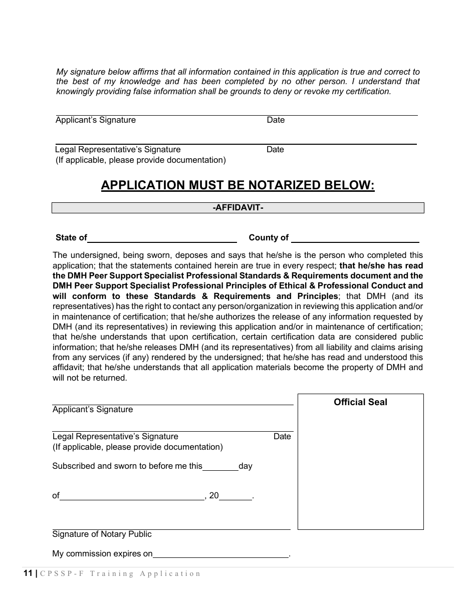 Certified Peer Support Specialist Professional Forensic Peer Recovery Training Application - Cpssp-F - Mississippi, Page 11