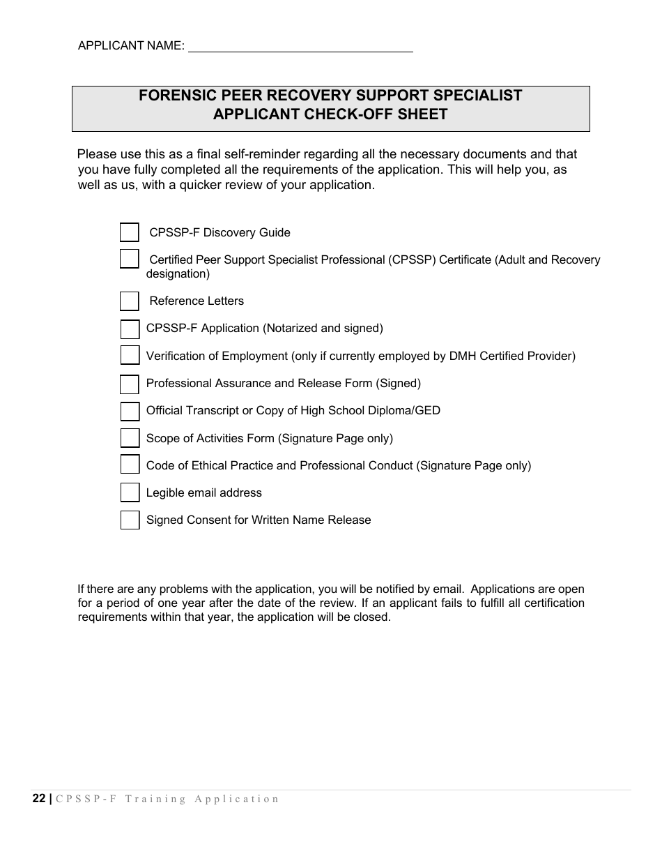 Certified Peer Support Specialist Professional Forensic Peer Recovery Training Application - Cpssp-F - Mississippi, Page 22