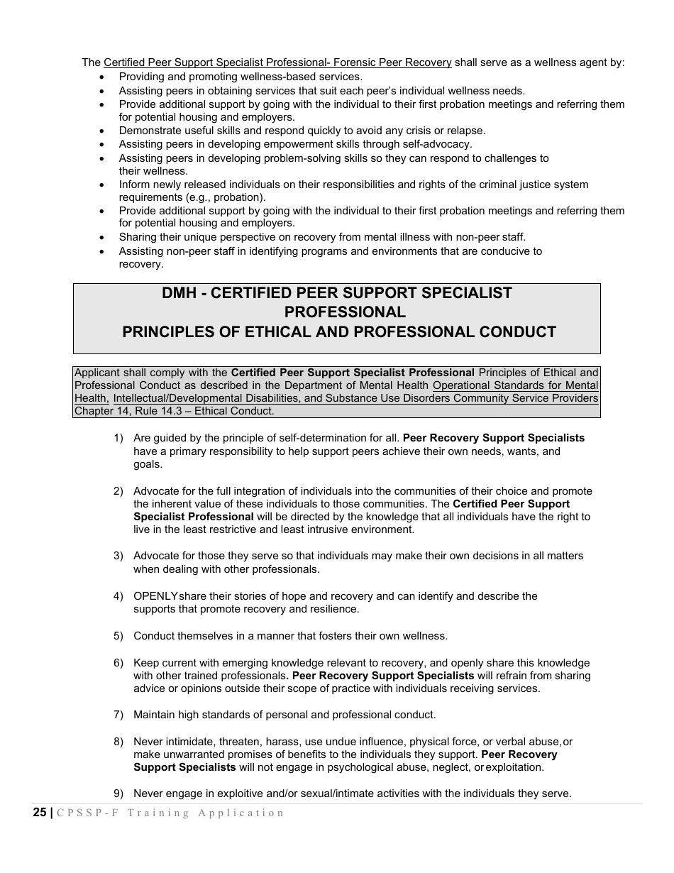 Certified Peer Support Specialist Professional Forensic Peer Recovery Training Application - Cpssp-F - Mississippi, Page 25