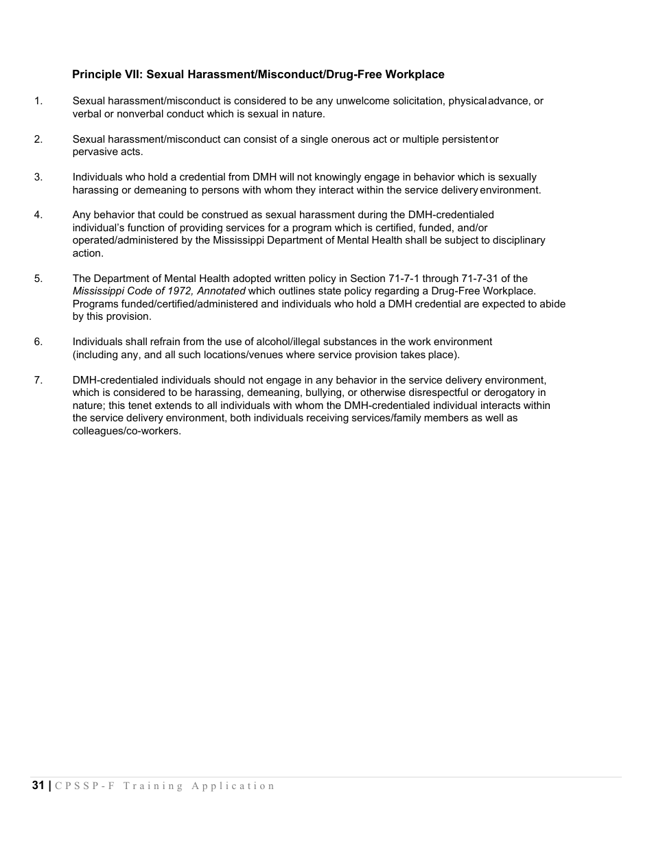 Certified Peer Support Specialist Professional Forensic Peer Recovery Training Application - Cpssp-F - Mississippi, Page 31
