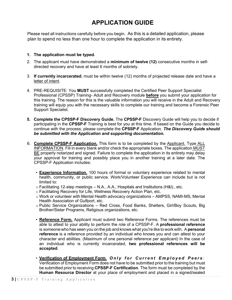 Certified Peer Support Specialist Professional Forensic Peer Recovery Training Application - Cpssp-F - Mississippi, Page 3
