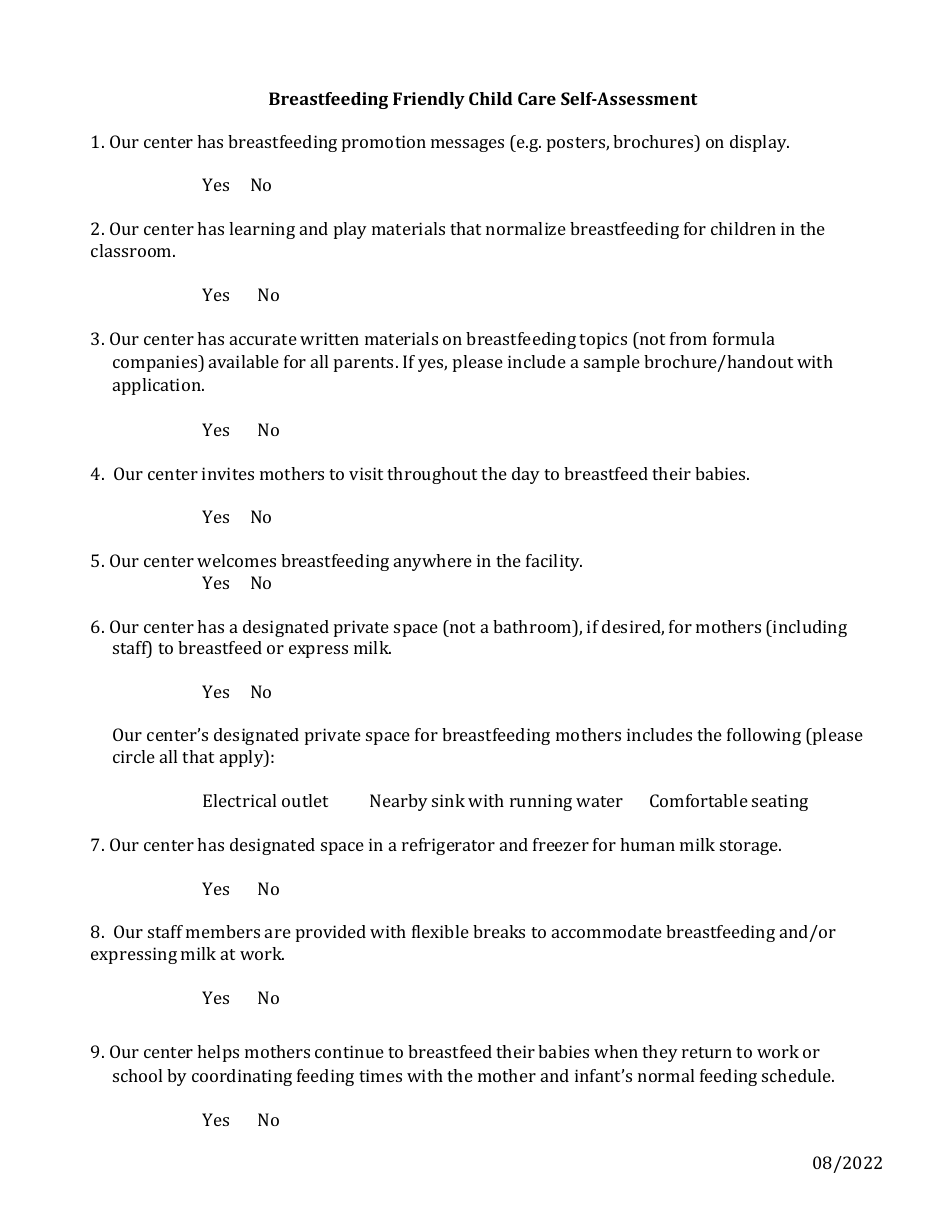 New Hampshire Breastfeeding Friendly Child Care Award - New Hampshire, Page 2