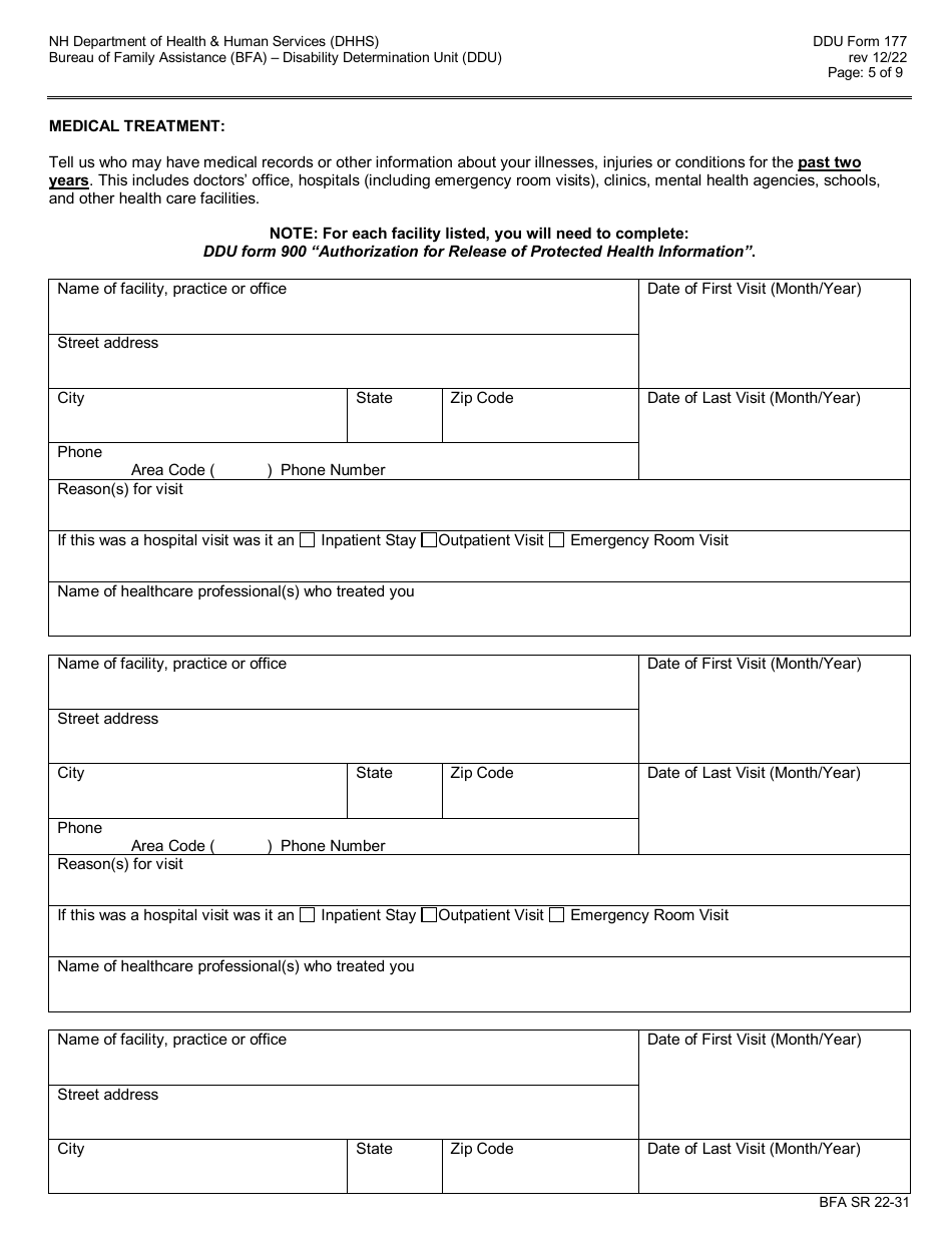 DDU Form 177 Non-medical Evaluation of Disability - New Hampshire, Page 5