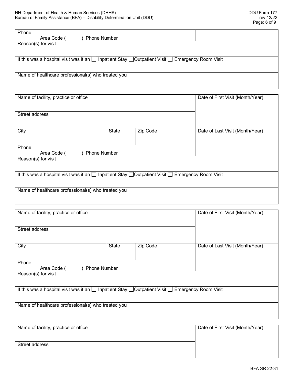 DDU Form 177 Non-medical Evaluation of Disability - New Hampshire, Page 6