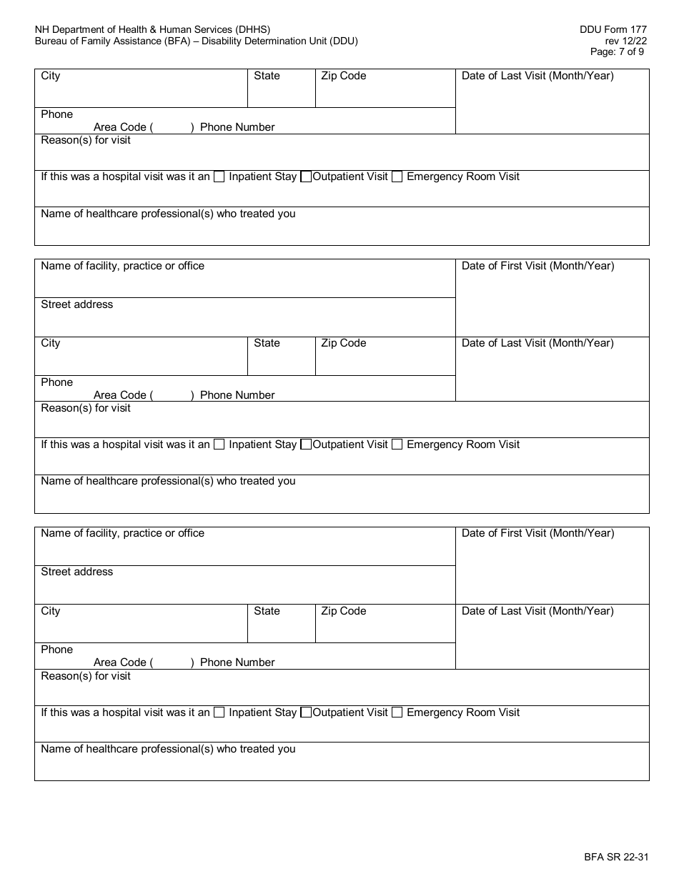 DDU Form 177 Non-medical Evaluation of Disability - New Hampshire, Page 7