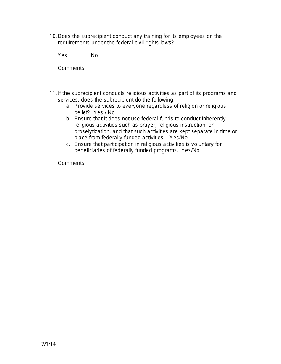 Federal Civil Rights Compliance Monitoring Checklist - New Hampshire, Page 4