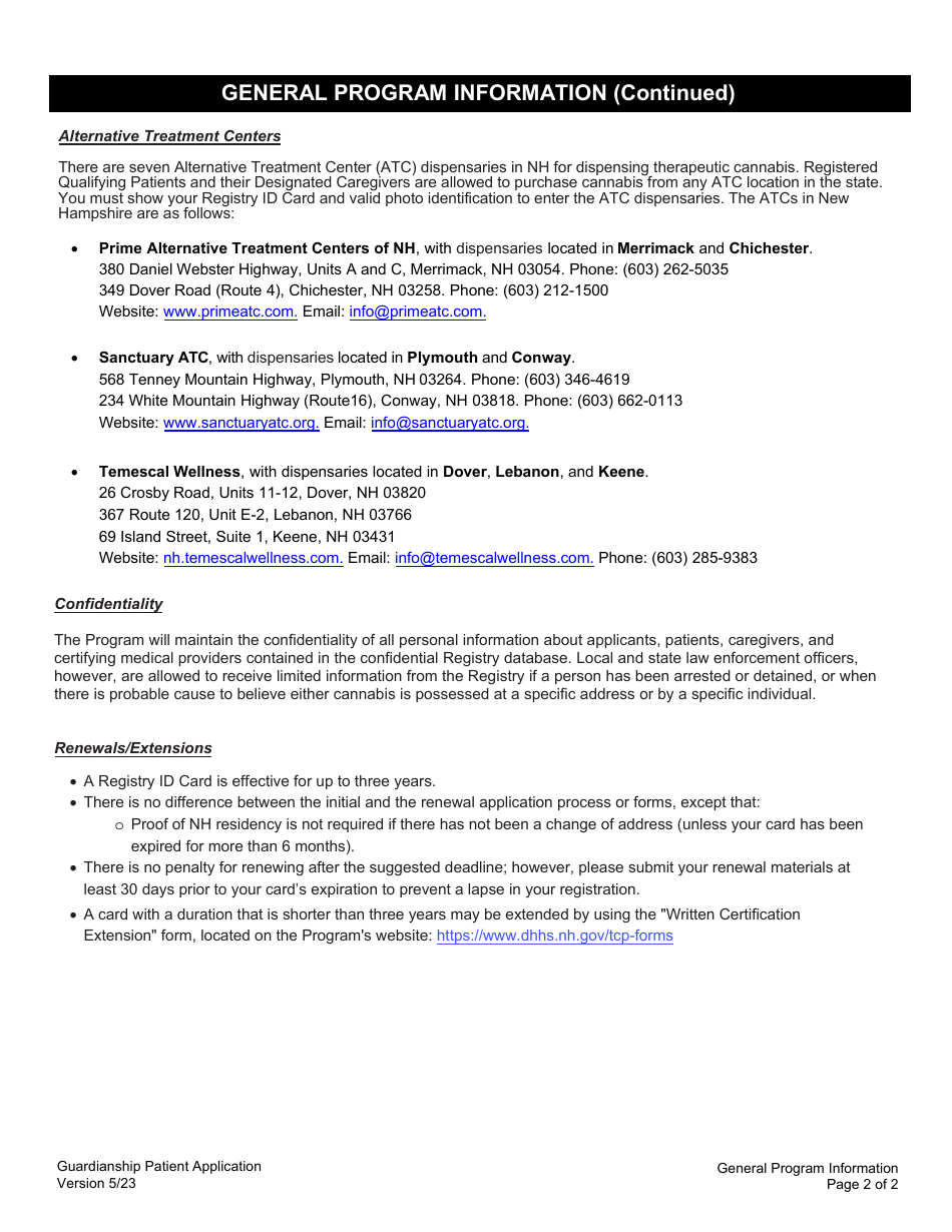 Guardianship Patient Application for the Therapeutic Use of Cannabis - New Hampshire, Page 10