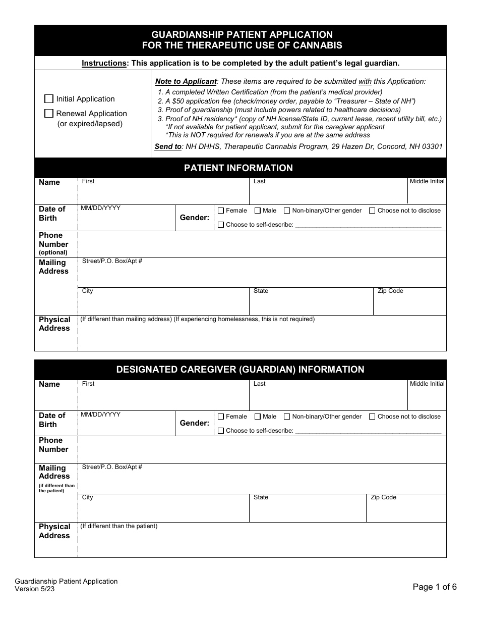 Guardianship Patient Application for the Therapeutic Use of Cannabis - New Hampshire, Page 3