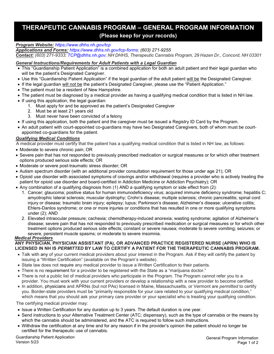 Guardianship Patient Application for the Therapeutic Use of Cannabis - New Hampshire, Page 9