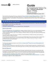 Form 2274E Guide for Completing the Tobacco Tax Non-collector Wholesaler Return - Tt101a - Ontario, Canada
