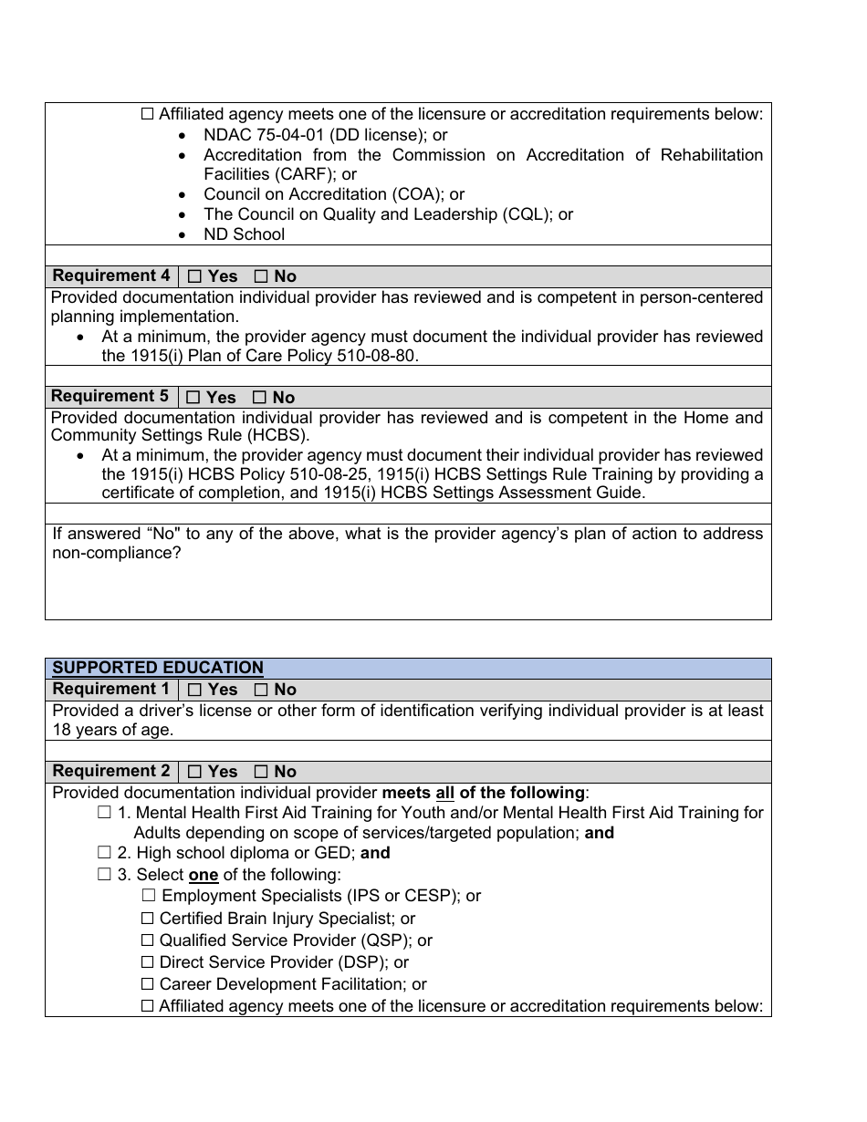 Form 1915(I) Individual Provider Review Report - North Dakota, Page 11