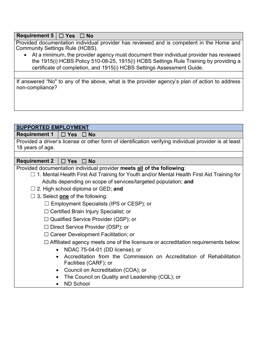 Form 1915(I) Individual Provider Review Report - North Dakota, Page 13