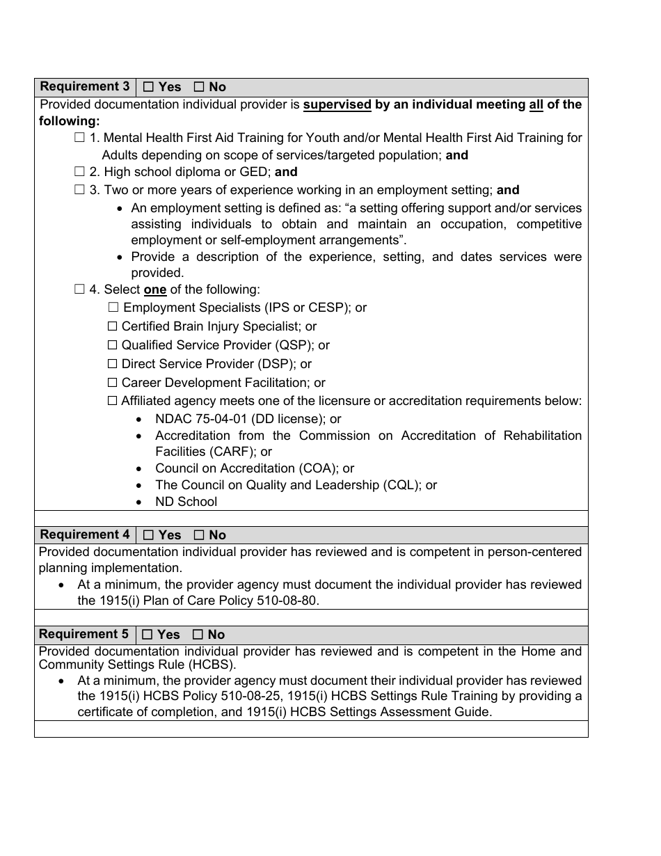 Form 1915(I) Individual Provider Review Report - North Dakota, Page 14