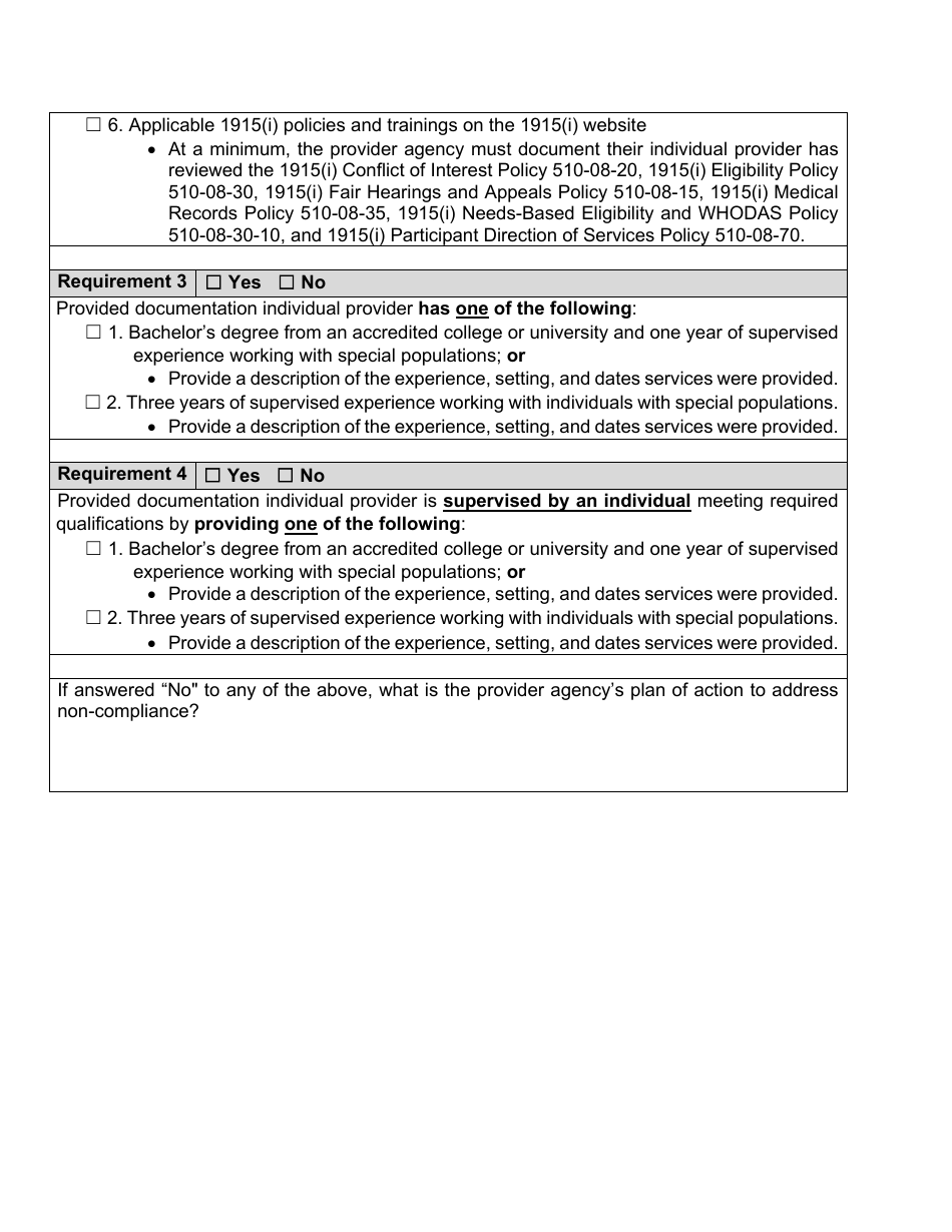 Form 1915(I) Individual Provider Review Report - North Dakota, Page 3