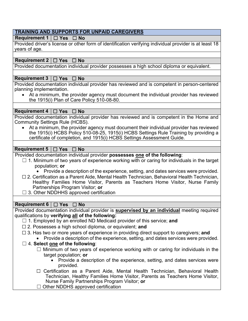 Form 1915(I) Individual Provider Review Report - North Dakota, Page 4