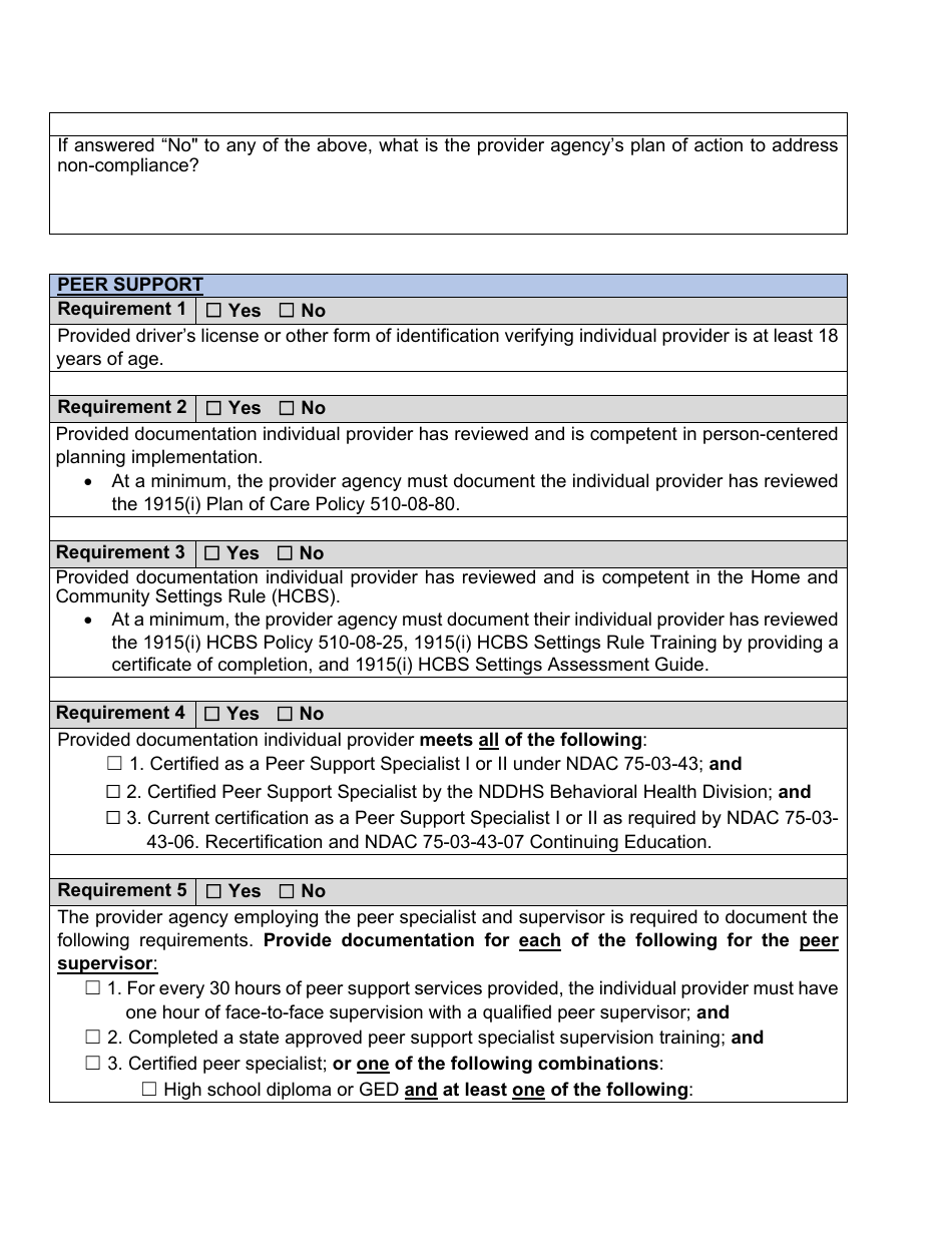 Form 1915(I) Individual Provider Review Report - North Dakota, Page 5
