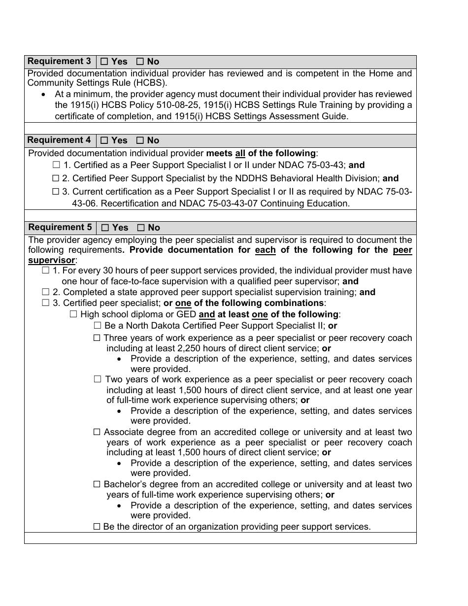 Form 1915(I) Individual Provider Review Report - North Dakota, Page 7