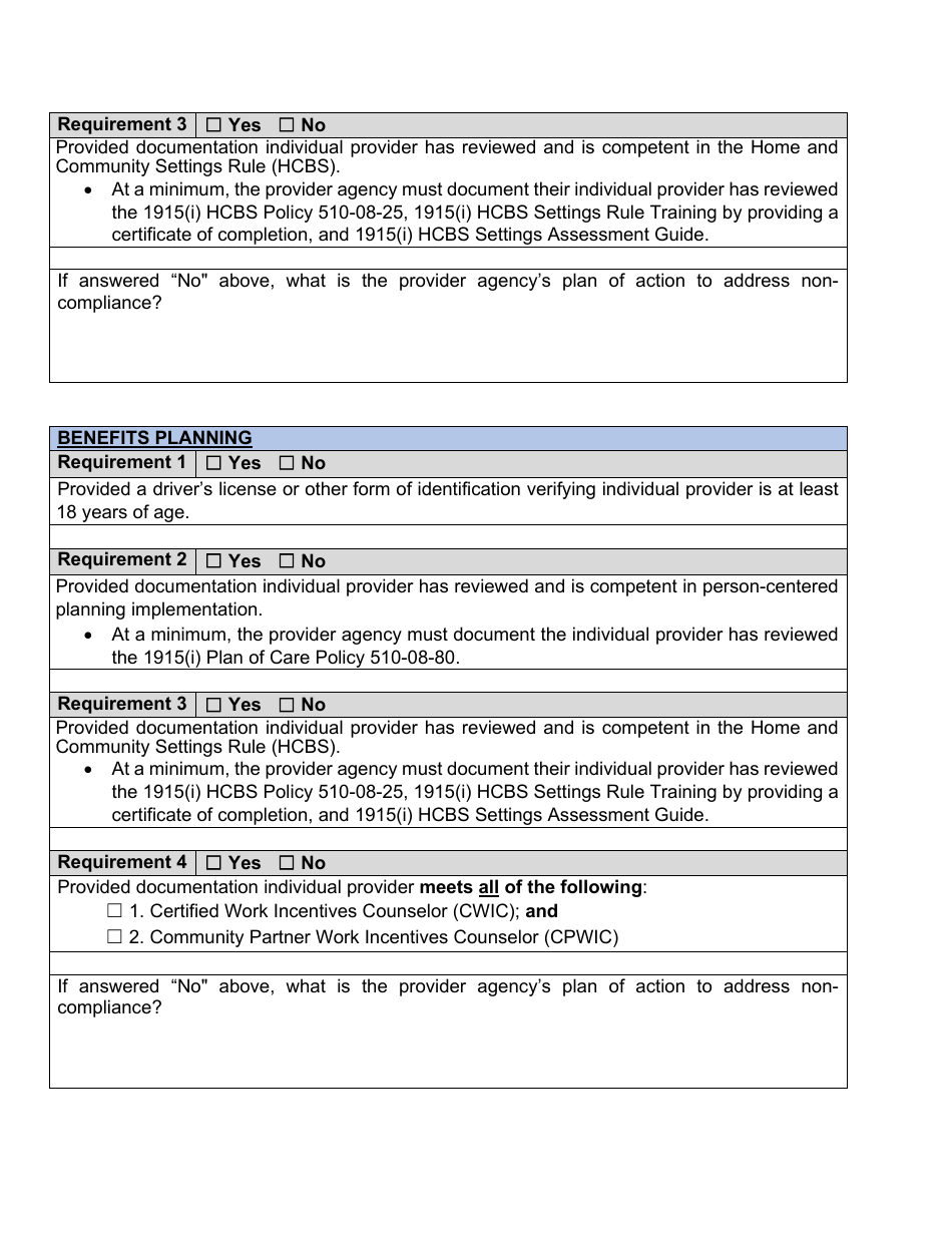Form 1915(I) Individual Provider Review Report - North Dakota, Page 9