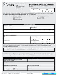 Document preview: Forme 0253F Demande De Certificat D'imposition - Ontario, Canada (French)