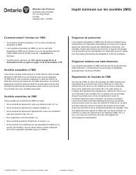 Document preview: Forme 2496B Impot Minimum Sue Les Societes (Ims) - Ontario, Canada (French)