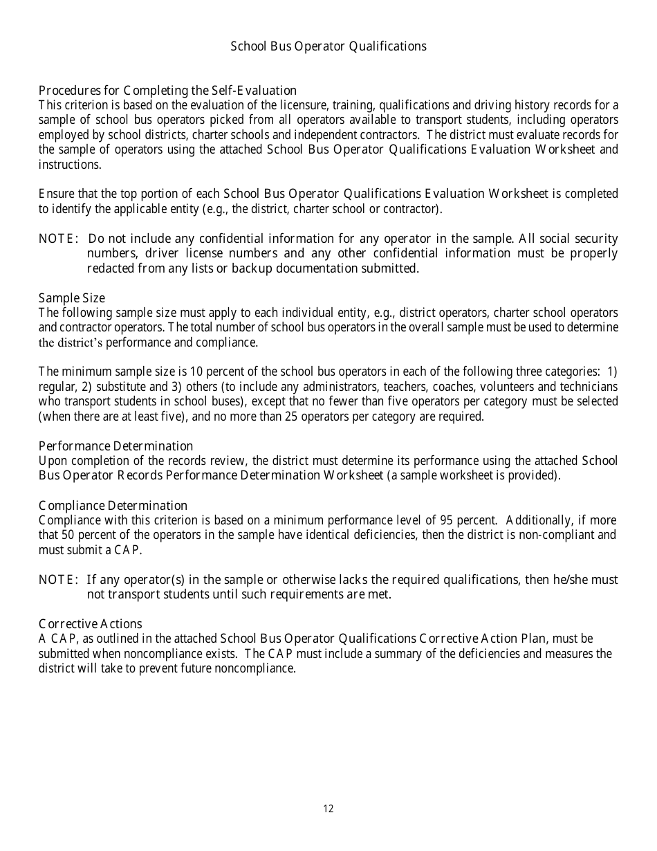 District School Transportation Monitoring Self-evaluation - Florida, Page 15