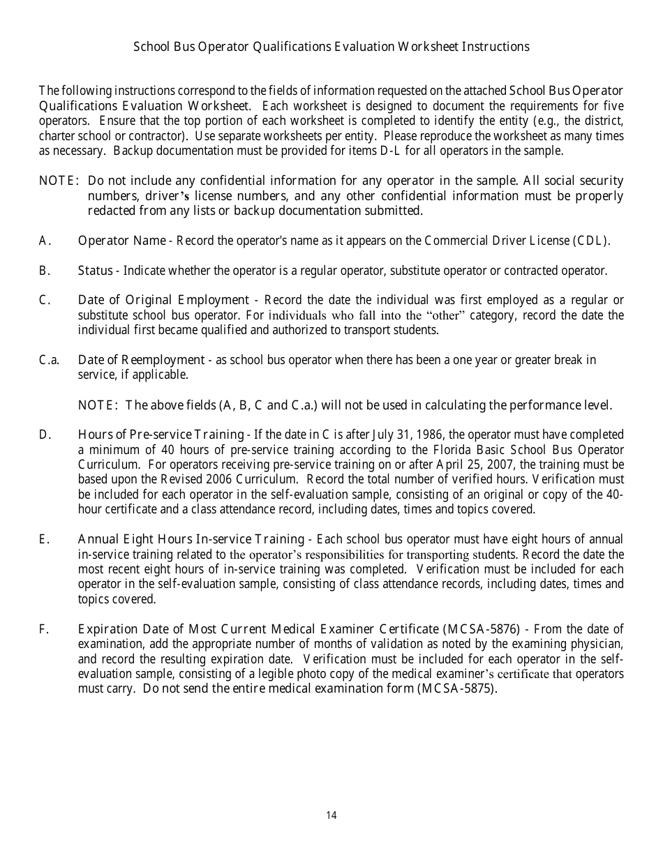 District School Transportation Monitoring Self-evaluation - Florida, Page 17