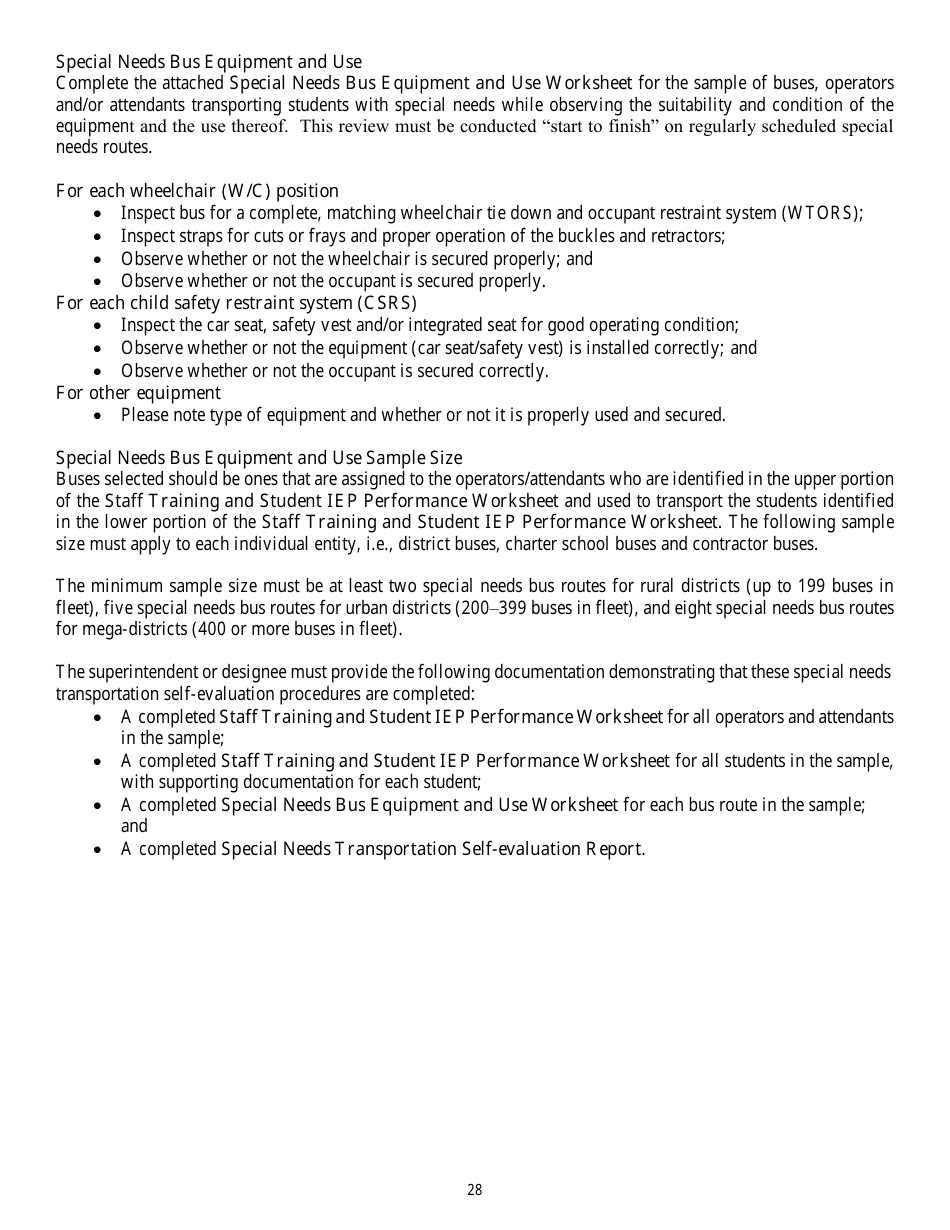 District School Transportation Monitoring Self-evaluation - Florida, Page 31