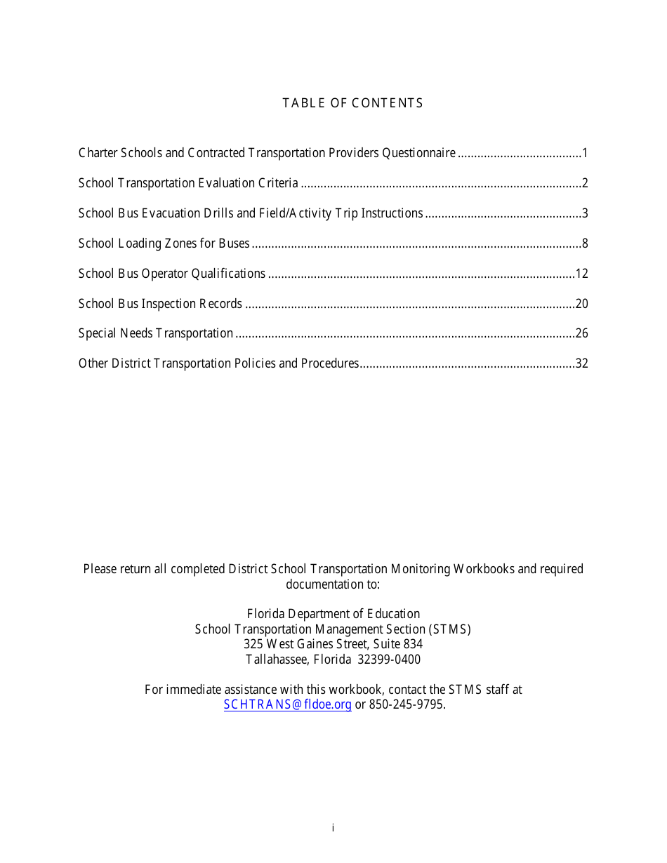 District School Transportation Monitoring Self-evaluation - Florida, Page 3