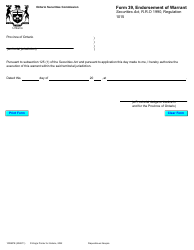 Document preview: Form 39 (10092PE) Endorsement of Warrant - Ontario, Canada