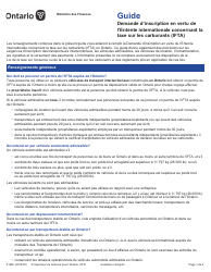 Document preview: Forme 0108F Guide Demande D'inscription En Vertu De L'entente Internationale Concernant La Taxe Sur Les Carburants (Ifta) - Ontario, Canada (French)