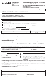 Forme 0300F Affidavit Sur Le Remboursement DES Droits De Cession Immobiliere De L&#039;ontario - Ontario, Canada (French)