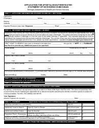 Document preview: Form DCH-0569-NO DIV_AUTH Application for Apostilled/Authenticated Statement of No Divorce in Michigan - Michigan