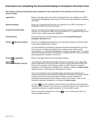 Form 2262E Associated Employers Exemption Allocation - Ontario, Canada, Page 2