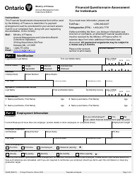 Document preview: Form 9969E Financial Questionnaire Assessment for Individuals - Ontario, Canada