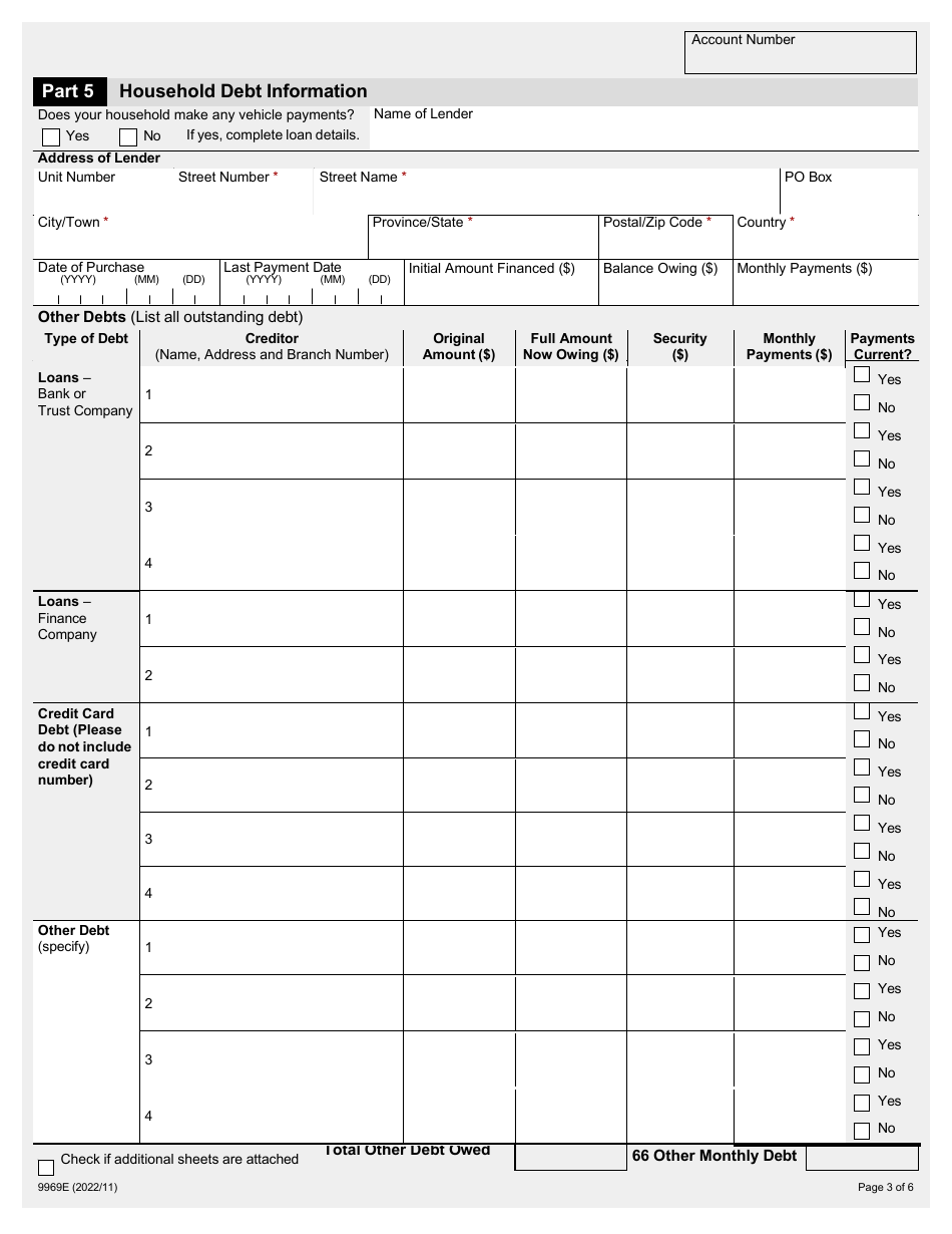 Form 9969E Financial Questionnaire Assessment for Individuals - Ontario, Canada, Page 3
