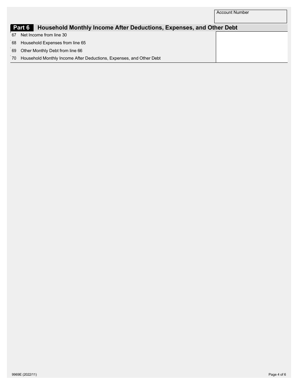 Form 9969E Financial Questionnaire Assessment for Individuals - Ontario, Canada, Page 4